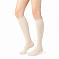 Calze al ginocchio 39-42 in maglia beige con bordo in pizzo