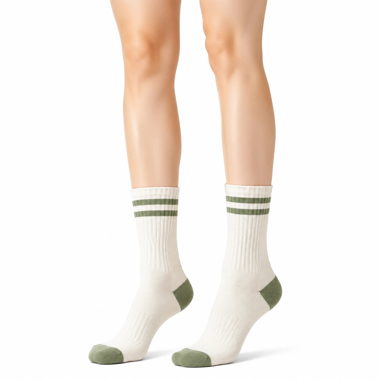Calze sportive a coste 35-38 in maglia bianco/verde stile college