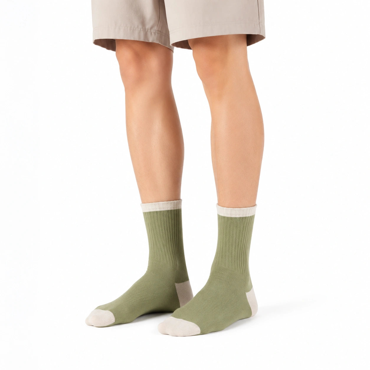 Calze medie 39-42 in maglia verde salvia e beige per uso quotidiano stile casual