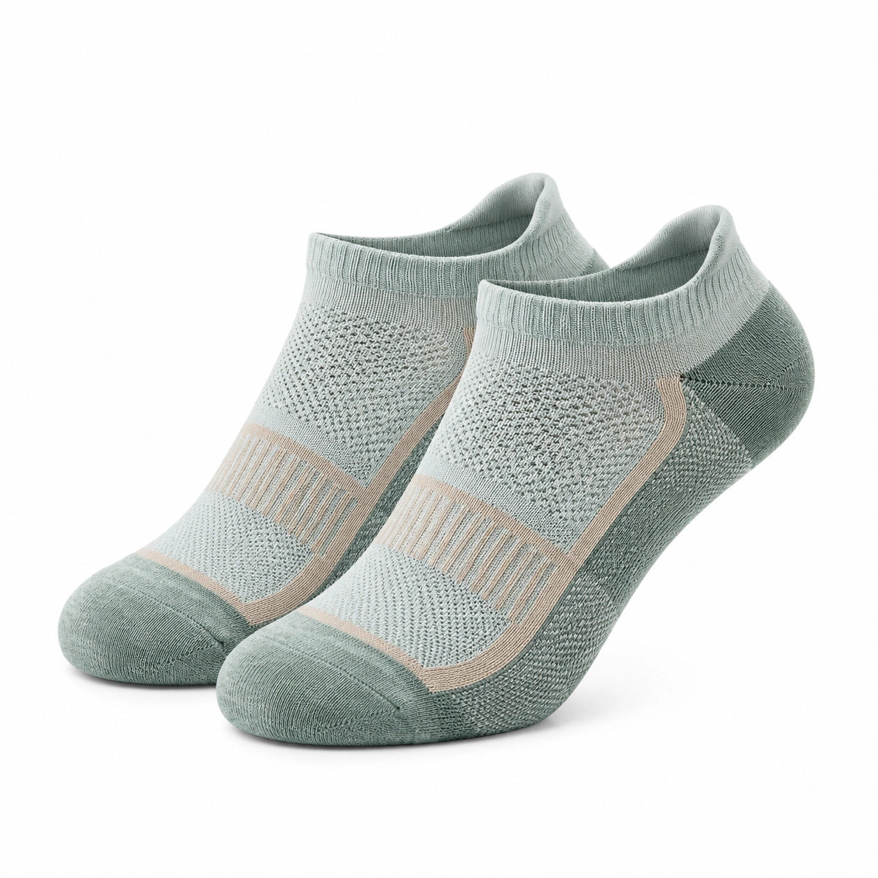 Calze sportive basse 35-38 in maglia elasticizzata verde salvia e beige traspiranti