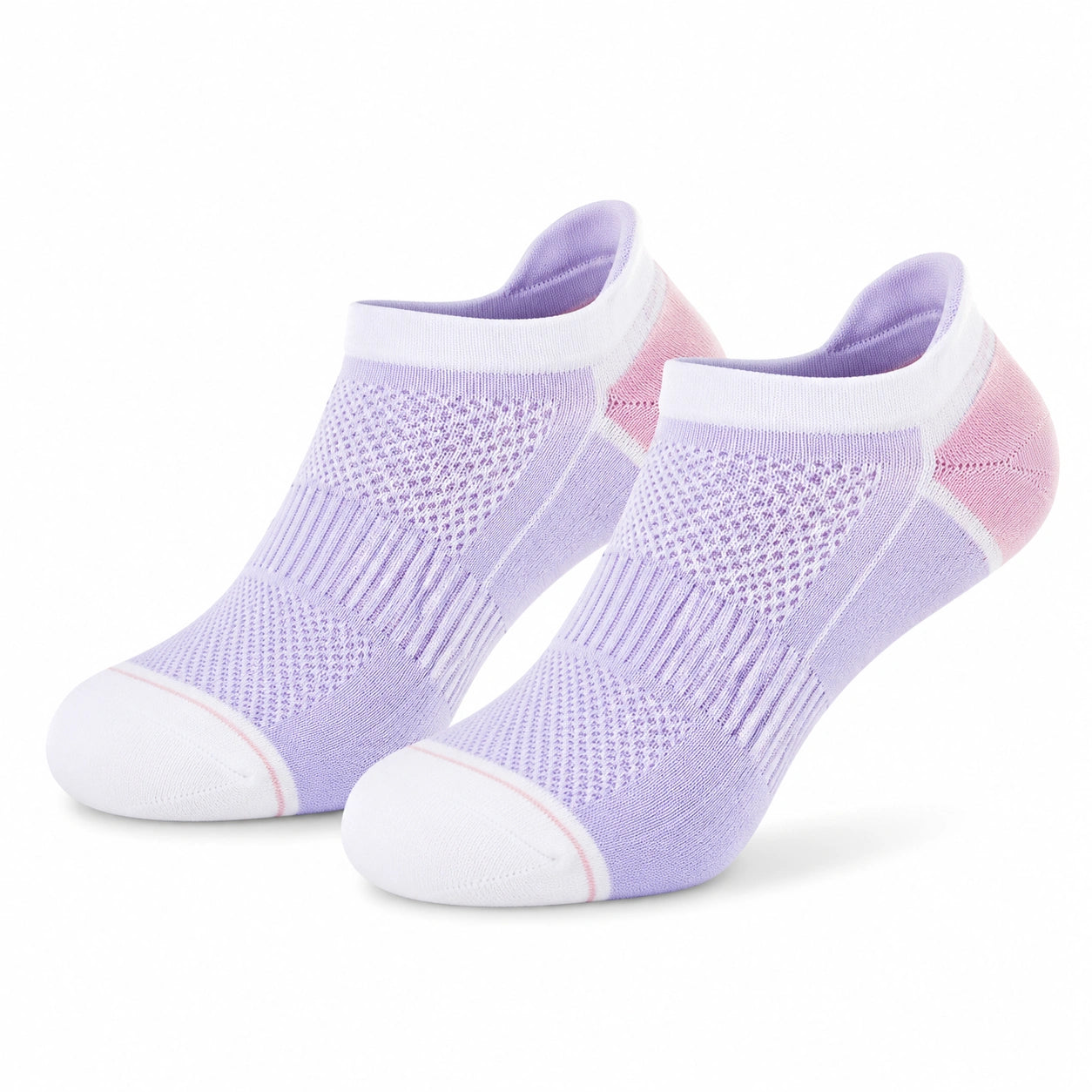 Calzini alla caviglia 35-38 in tessuto elasticizzato lilla rosa e bianco - traspiranti