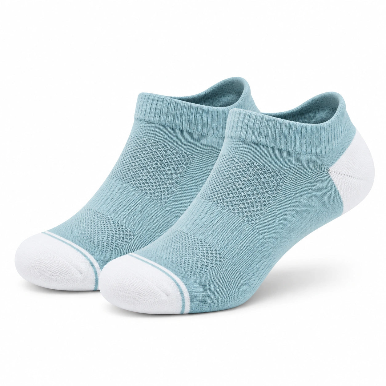Calze alla caviglia 39-42 in maglia tessile azzurro chiaro e bianco - traspiranti elasticizzate