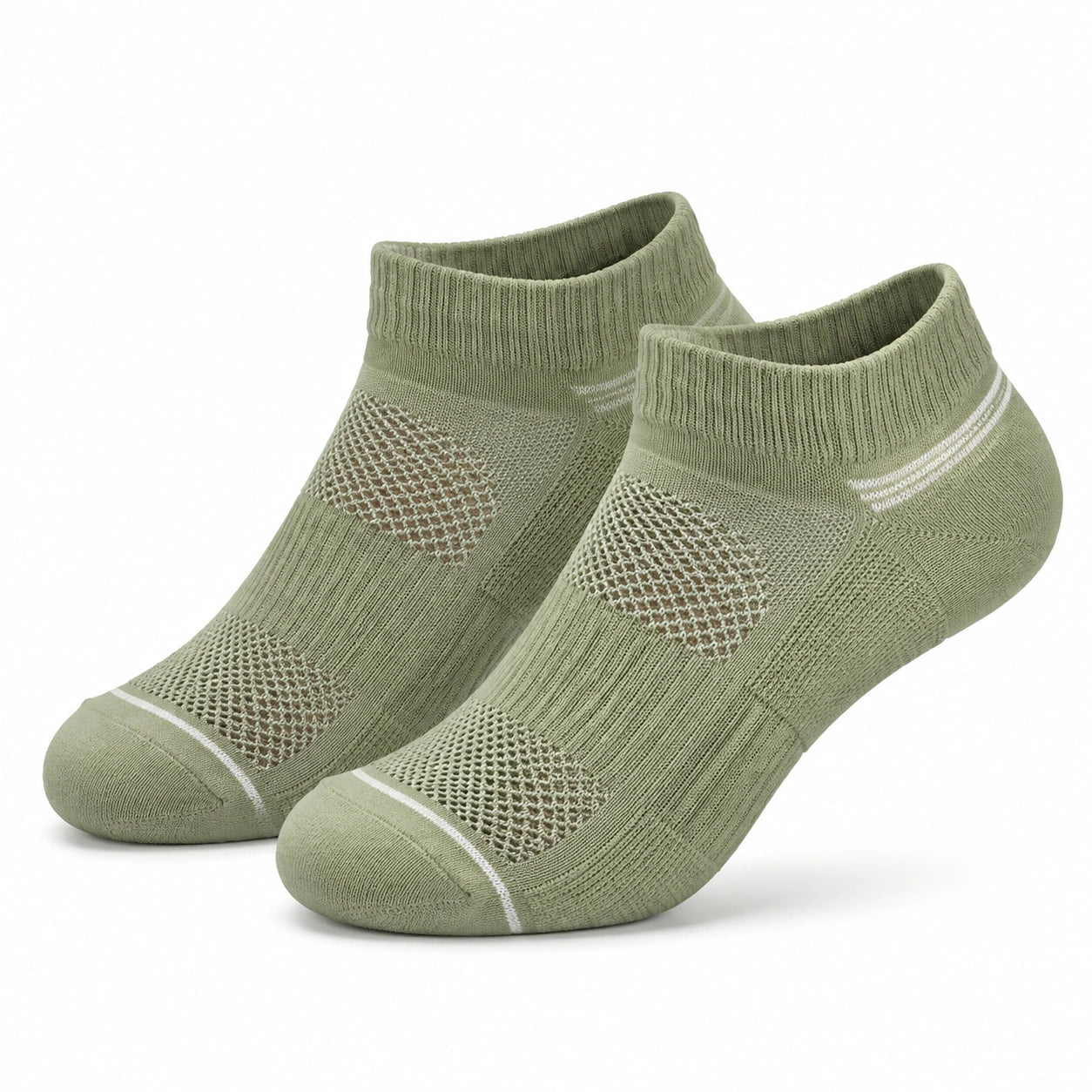 Calze sportive alla caviglia 43-46 in maglia verde salvia e bianco traspiranti