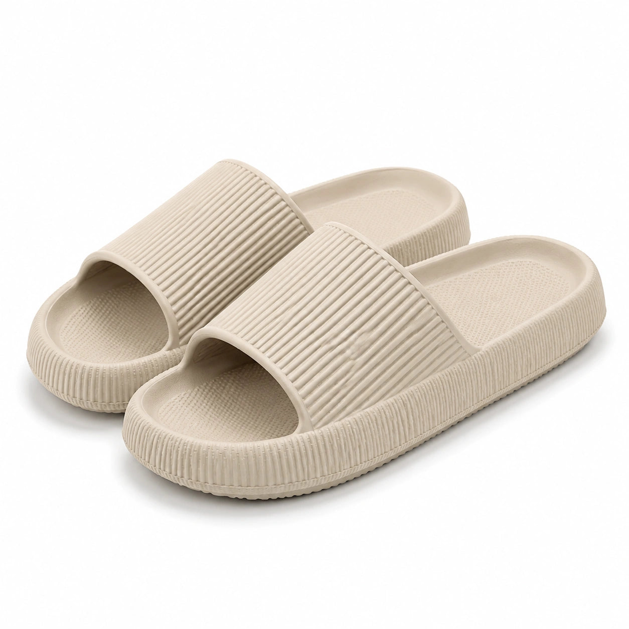 Ciabatte 38/39 in EVA beige con fascia zigrinata per uso quotidiano