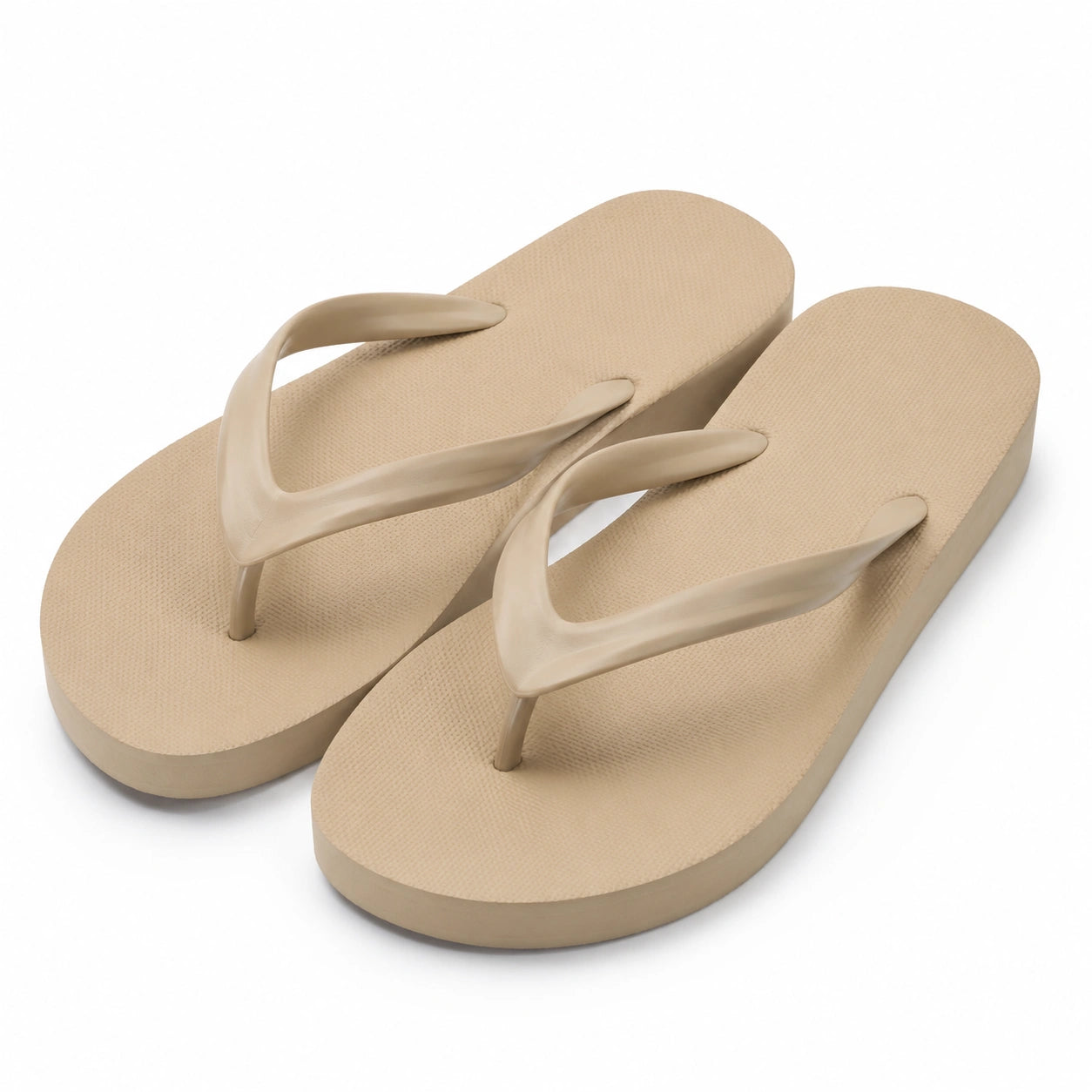 Infradito 42/43 beige in materiale sintetico con suola rialzata
