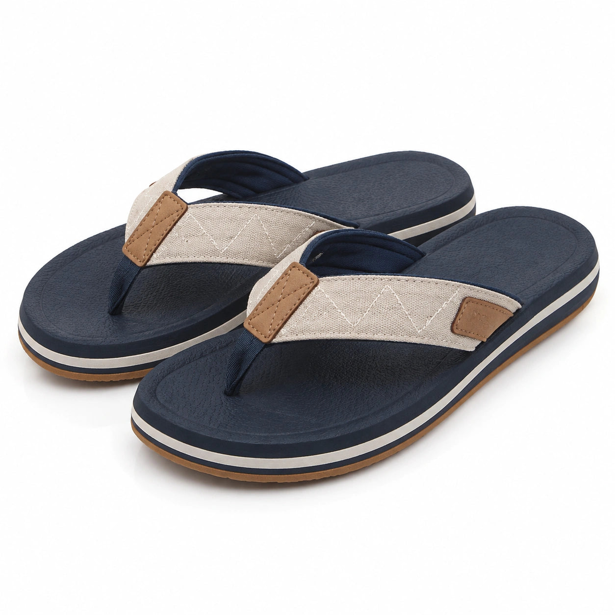 Infradito 38/39 blu navy e beige con fascia in tessuto per uso estivo