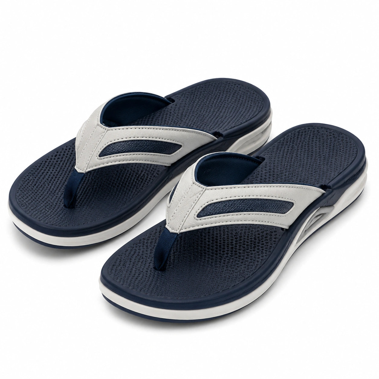 Infradito 40/41 in materiale sintetico blu navy e bianco - plantare testurizzato per uso estivo