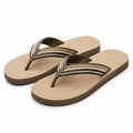 Infradito unisex 40/41 beige con fascette tessili a righe - suola sintetica per tempo libero estivo