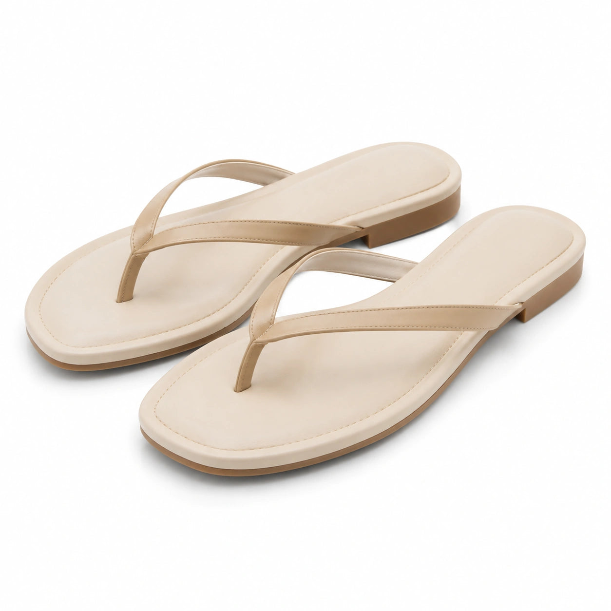 Infradito donna taglia 40/41 beige in materiale sintetico - suola bassa stile minimal