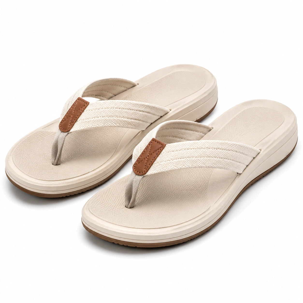 Infradito taglia 40/41 in tessuto beige con suola piatta antiscivolo