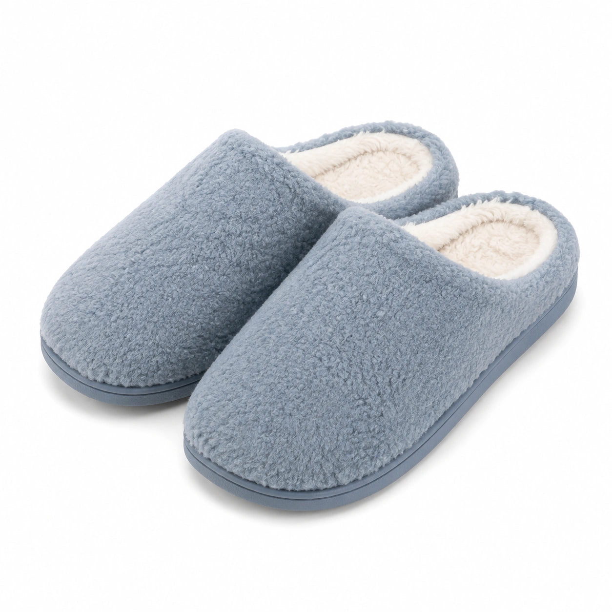 Pantofole 38/39 in tessuto peluche blu per casa a punta chiusa
