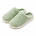 Pantofole da casa 40/41 in tessuto effetto sherpa verde chiaro - chiuse e imbottite